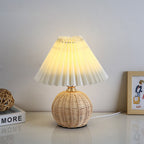 Bohemian Rattan Table Lamp With Tri-Color Dimmable Light in Beige — Harbor Light Co.