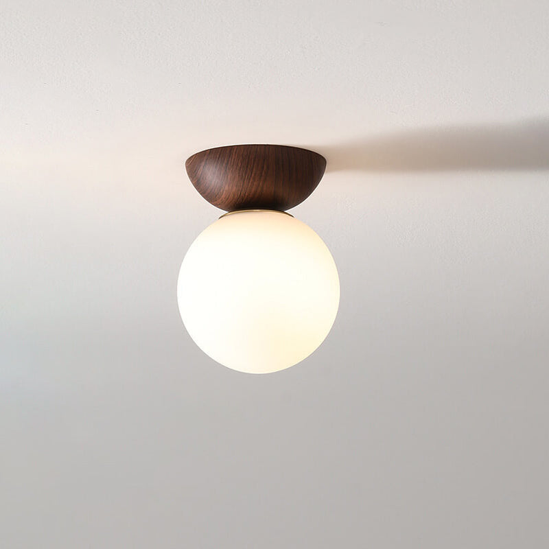 Modern Wood Semi-Flush Pendant Light With Warm LED Glow in Walnut — Harbor Light Co.