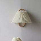 Modern Wood Wall Sconce With Warm LED Glow in Beige - Pleated — Harbor Light Co.