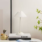 Modern Metal Cordless Rechargeable Table Lamp With Stepless Dimming in White Shade + White Base — Harbor Light Co.