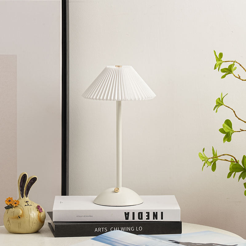 Modern Metal Cordless Rechargeable Table Lamp With Stepless Dimming in White Shade + White Base — Harbor Light Co.