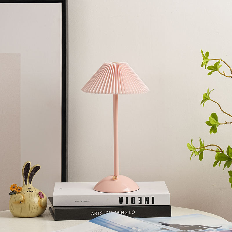 Modern Metal Cordless Rechargeable Table Lamp With Stepless Dimming in Pink Shade + Pink Base — Harbor Light Co.