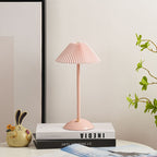 Modern Metal Cordless Rechargeable Table Lamp With Stepless Dimming in Pink Shade + Pink Base — Harbor Light Co.