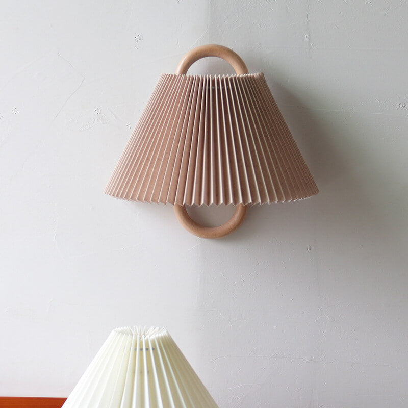 Modern Wood Wall Sconce With Warm LED Glow in Coffee - Pleated — Harbor Light Co.
