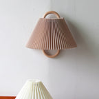 Modern Wood Wall Sconce With Warm LED Glow in Coffee - Pleated — Harbor Light Co.
