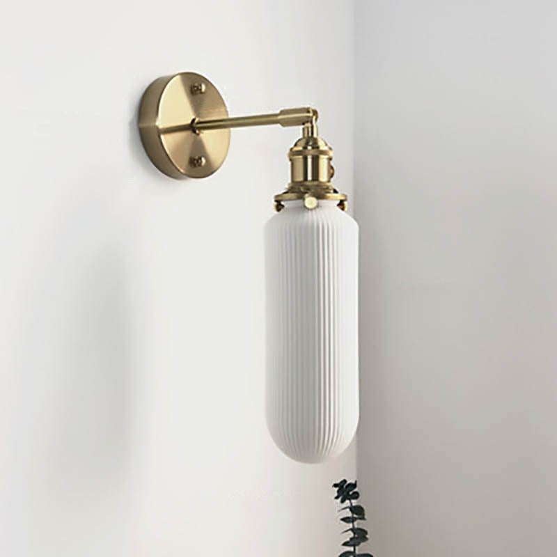 Modern Brass Ceramic Wall Sconce for Living Room in C - Straight Arm — Harbor Light Co.