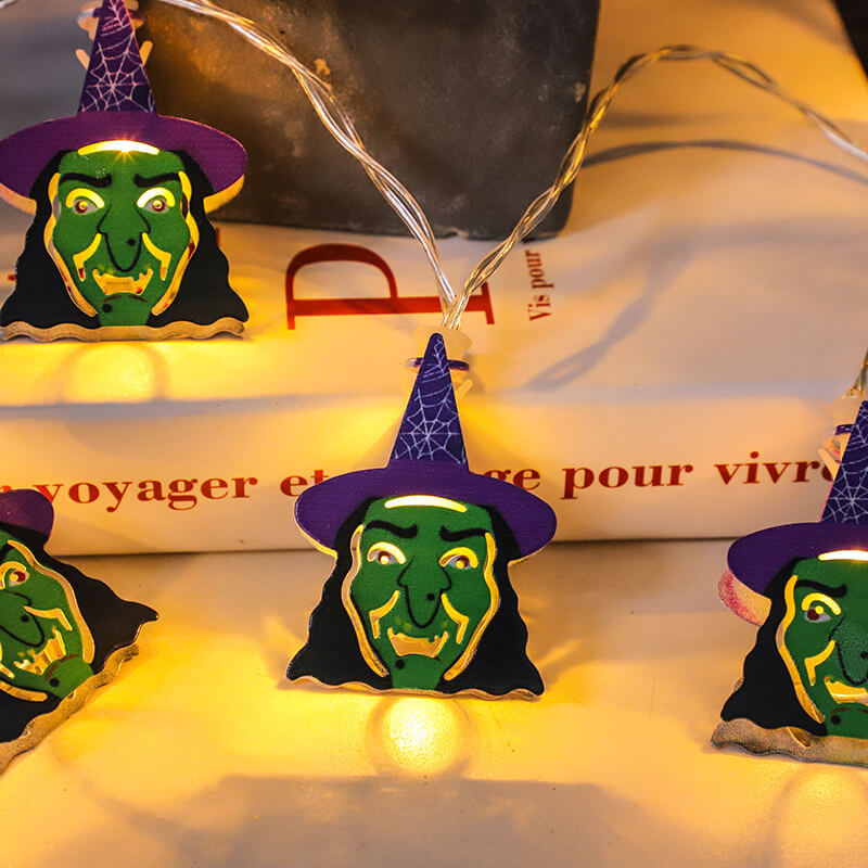 Halloween String Lights Battery Operated LED Decorative Light String with Spooky Character Shades for Bedroom and Indoor Party Decoration
