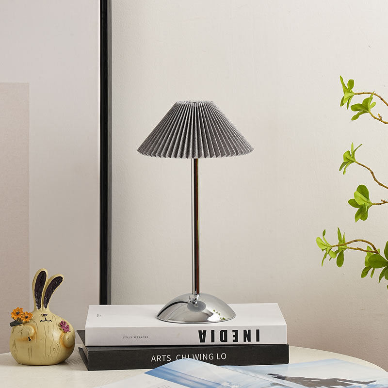 Modern Metal Cordless Rechargeable Table Lamp With Stepless Dimming in Gray Shade + Silver Base — Harbor Light Co.