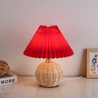 Bohemian Rattan Table Lamp With Tri-Color Dimmable Light in Red — Harbor Light Co.