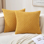 Corduroy Throw Pillow Cover Soft Striped Boho Decorative Cushion Case for Sofa Bed and Armchair Machine Washable