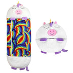 Kids Sleeping Bag with Stuffed Animal Pillow Convertible Plush Sleeping Bag for Children Soft Animal Sleepover Bag with Zipper for Girls and Boys