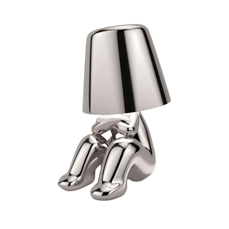 Rechargeable LED Light Table Lamp with Sitting Figure Metal Base
