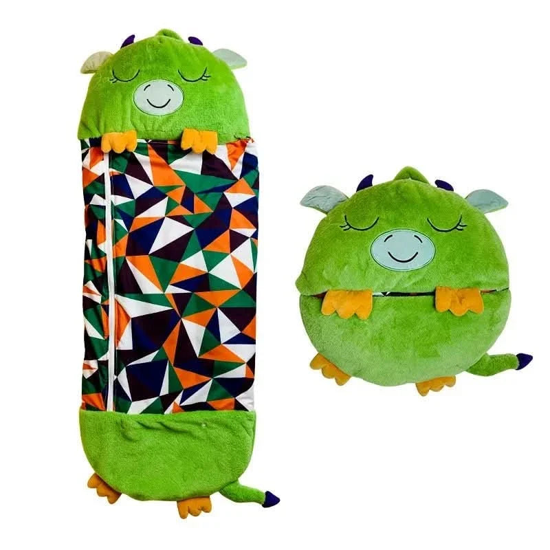 Kids Sleeping Bag with Stuffed Animal Pillow Convertible Plush Sleeping Bag for Children Soft Animal Sleepover Bag with Zipper for Girls and Boys