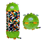 Kids Sleeping Bag with Stuffed Animal Pillow Convertible Plush Sleeping Bag for Children Soft Animal Sleepover Bag with Zipper for Girls and Boys