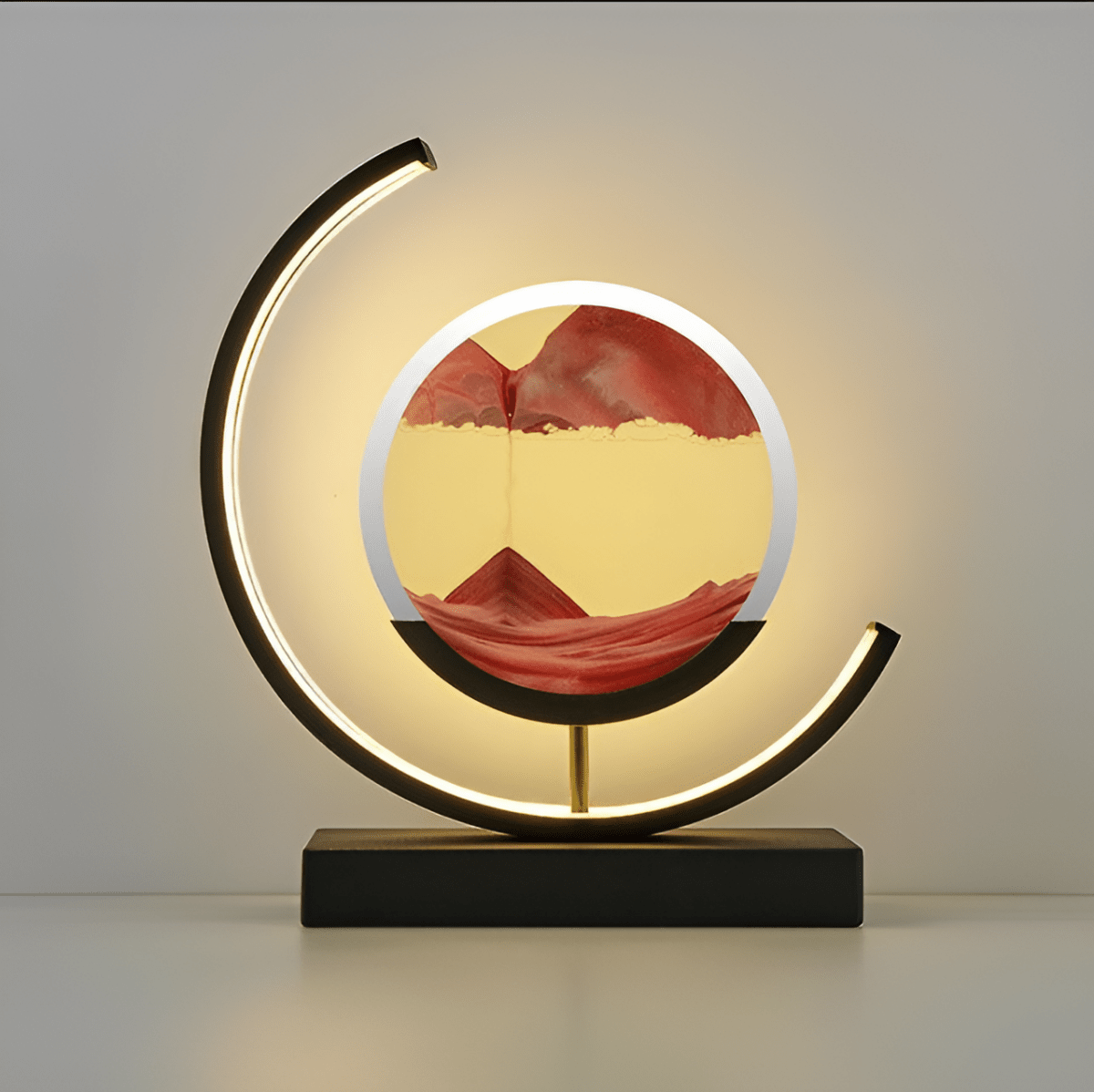 Moving Sand Art Table Lamp Dimmable LED Night Light with Flowing Sand Picture and Adjustable Color Temperature Decor Lamp for Bedroom and Living Room