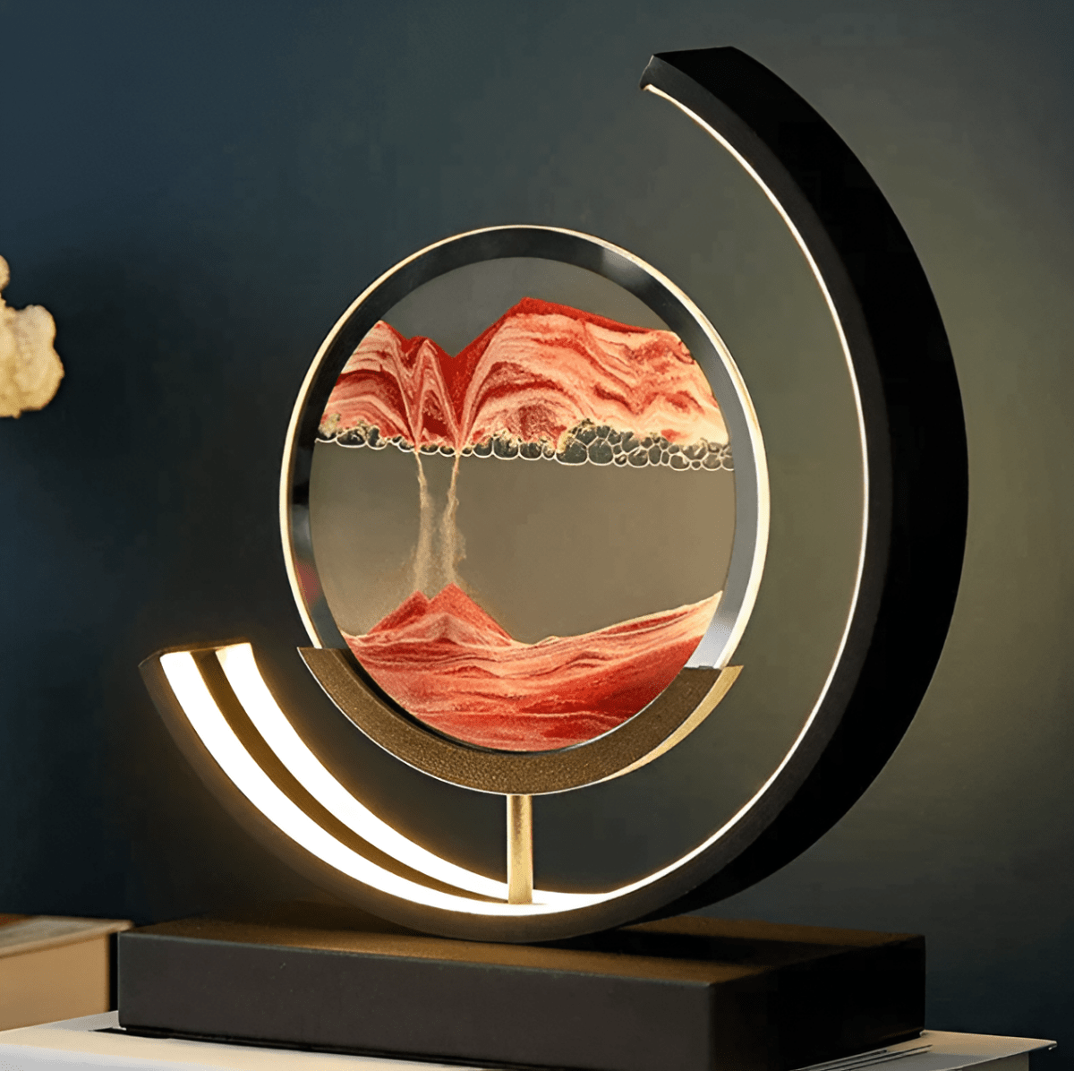 Moving Sand Art Table Lamp Dimmable LED Night Light with Flowing Sand Picture and Adjustable Color Temperature Decor Lamp for Bedroom and Living Room