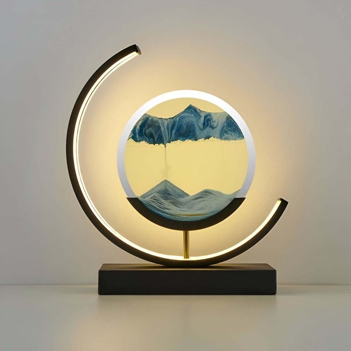 Moving Sand Art Table Lamp Dimmable LED Night Light with Flowing Sand Picture and Adjustable Color Temperature Decor Lamp for Bedroom and Living Room