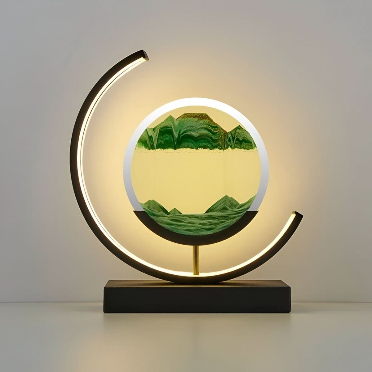 Moving Sand Art Table Lamp Dimmable LED Night Light with Flowing Sand Picture and Adjustable Color Temperature Decor Lamp for Bedroom and Living Room