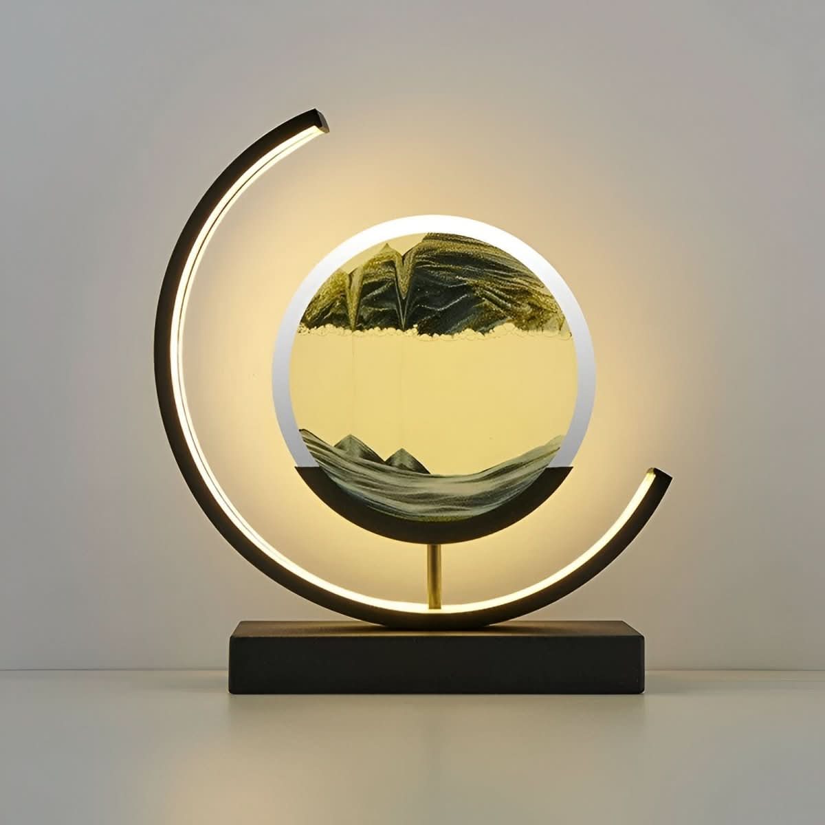 Moving Sand Art Table Lamp Dimmable LED Night Light with Flowing Sand Picture and Adjustable Color Temperature Decor Lamp for Bedroom and Living Room