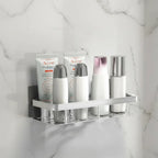 Adhesive Bathroom Shelf No Drill Wall Mounted Shower Caddy Stainless Steel Storage Rack for Shampoo and Soap