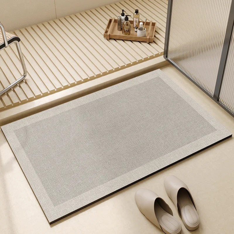 Super Absorbent Bath Mat Quick Dry Non Slip Bathroom Floor Mat with Rubber Backing Thin Washable Shower Mat for Bathroom Kitchen and Laundry Room