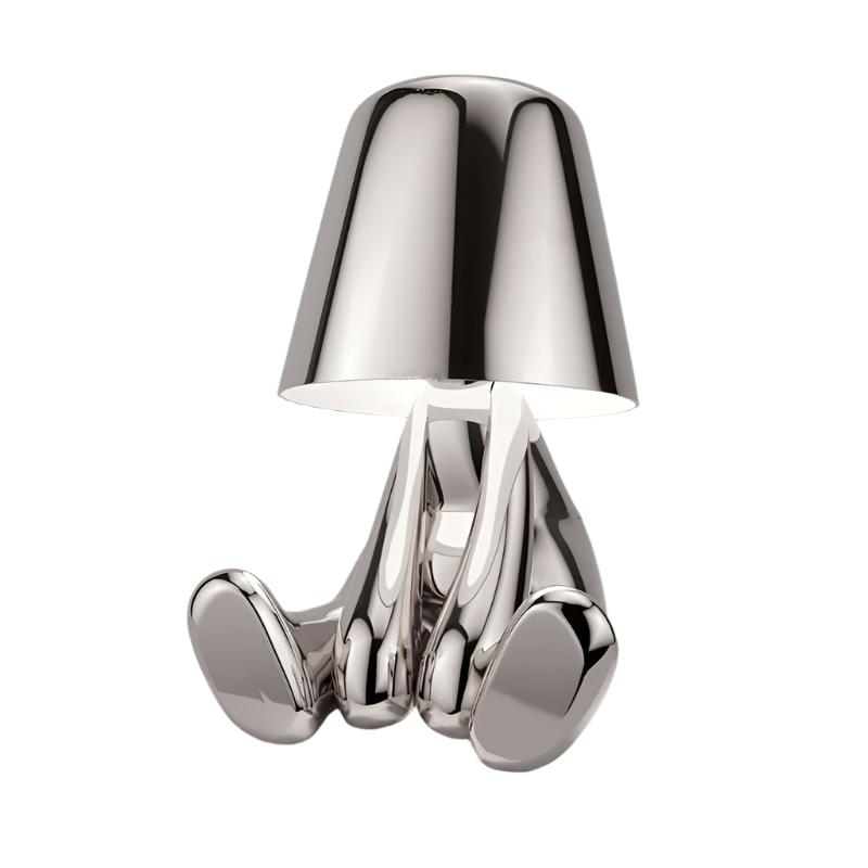 Rechargeable LED Light Table Lamp with Sitting Figure Metal Base