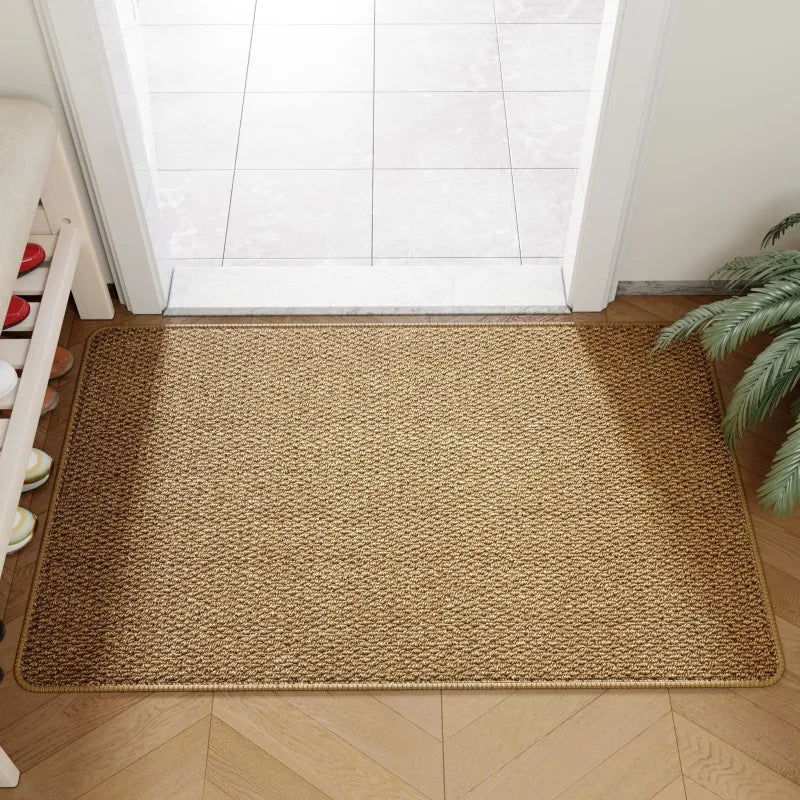 Faux Jute Doormat Non-Slip Woven Entrance Mat Indoor Outdoor Polypropylene Door Rug for Front Door Hallway and Patio