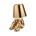 Rechargeable LED Light Table Lamp with Sitting Figure Metal Base