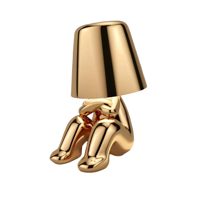 Rechargeable LED Light Table Lamp with Sitting Figure Metal Base