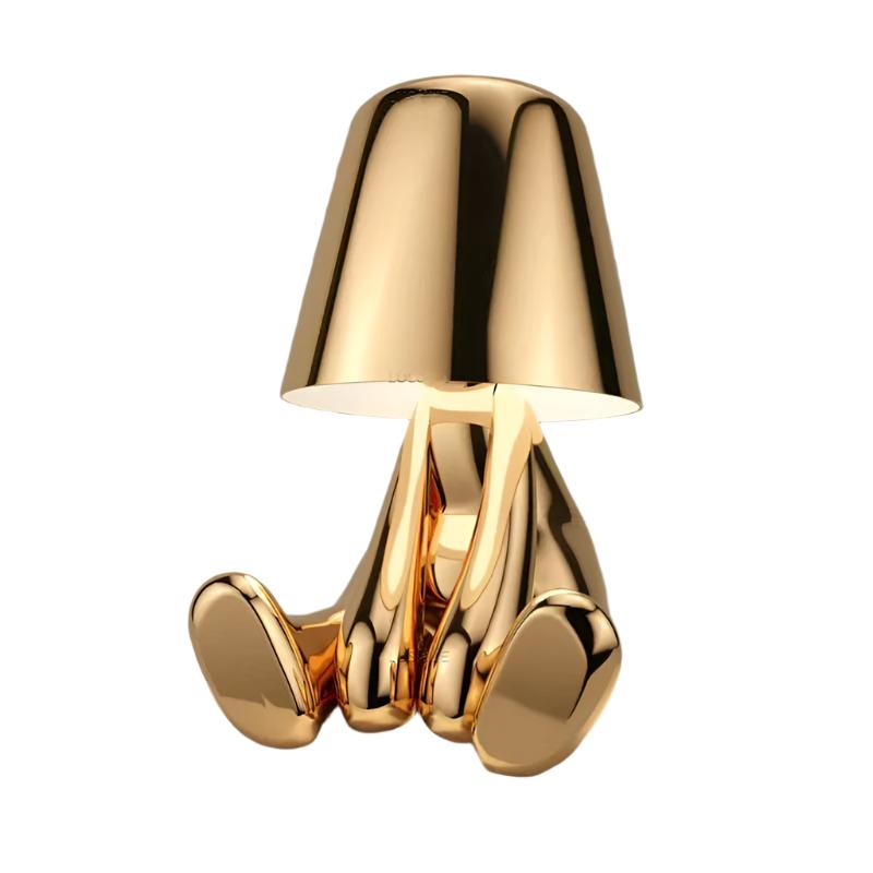 Rechargeable LED Light Table Lamp with Sitting Figure Metal Base