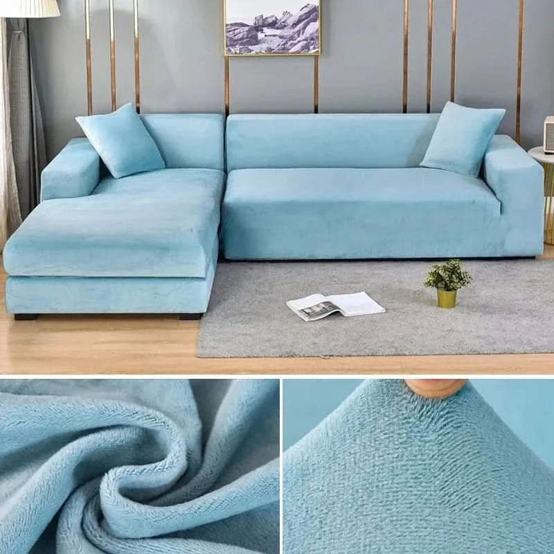 Stretch Velvet Sofa Cover Elastic Non-Slip Couch Slipcover Machine Washable Furniture Protector for Pets and Living Room
