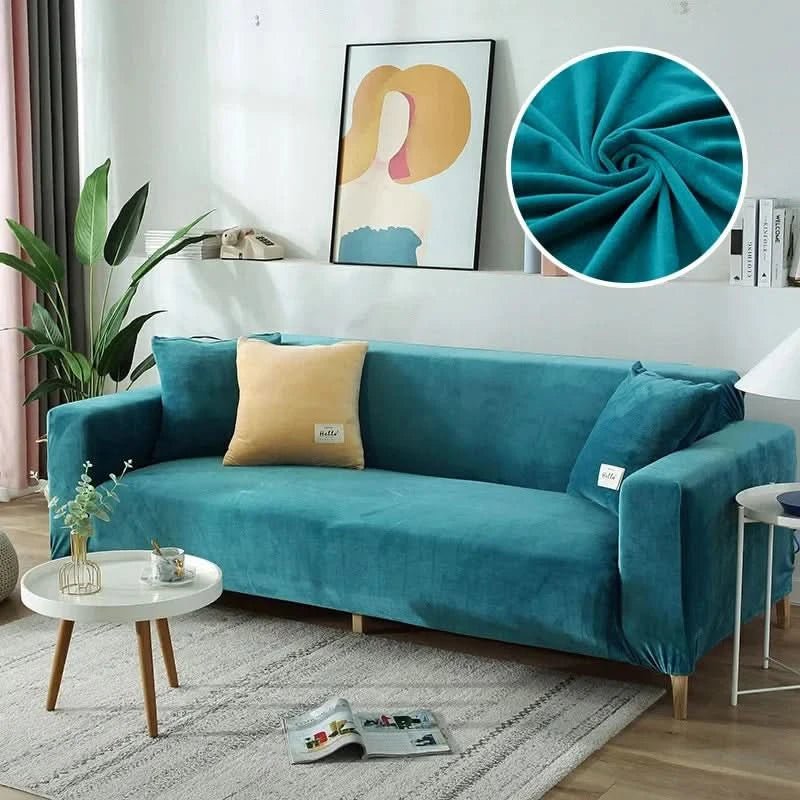 Stretch Velvet Sofa Cover Elastic Non-Slip Couch Slipcover Machine Washable Furniture Protector for Pets and Living Room