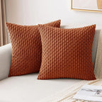 Corduroy Throw Pillow Cover Soft Striped Boho Decorative Cushion Case for Sofa Bed and Armchair Machine Washable
