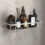 Adhesive Bathroom Shelf No Drill Wall Mounted Shower Caddy Stainless Steel Storage Rack for Shampoo and Soap