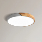 Round Flush Mount Ceiling Light with Wood Trim LED Light