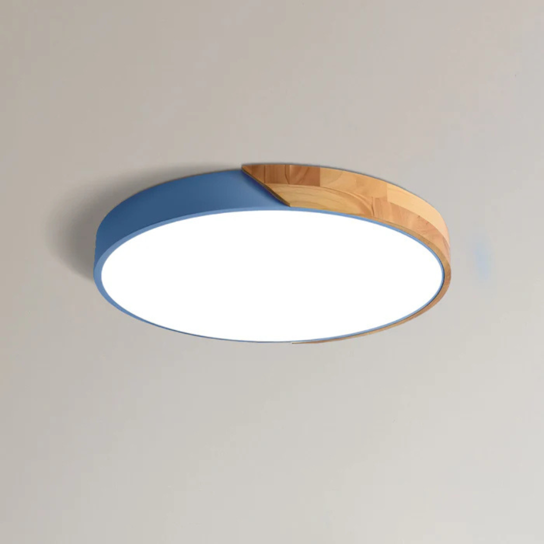 Round Flush Mount Ceiling Light with Wood Trim LED Light