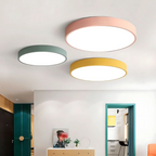 Round Flush Mount Ceiling Light with Wood Trim LED Light