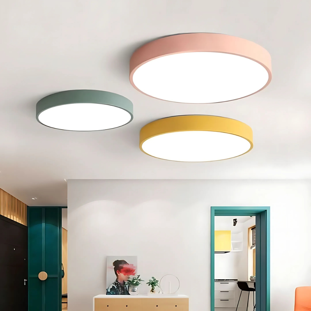 Round Flush Mount Ceiling Light with Wood Trim LED Light