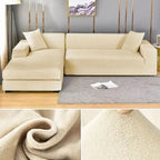 Stretch Velvet Sofa Cover Elastic Non-Slip Couch Slipcover Machine Washable Furniture Protector for Pets and Living Room