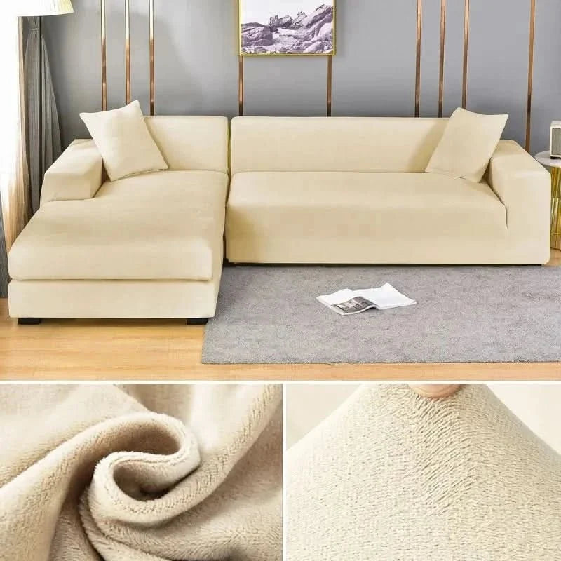 Stretch Velvet Sofa Cover Elastic Non-Slip Couch Slipcover Machine Washable Furniture Protector for Pets and Living Room