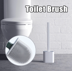 Silicone Toilet Brush with Quick Drying Holder Flexible Flat Brush Head Hygienic Bathroom Cleaning Brush Set
