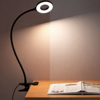LED Clip Desk Lamp Flexible Gooseneck Reading Light USB Powered Dimmable Clamp Lamp with Adjustable Color Modes