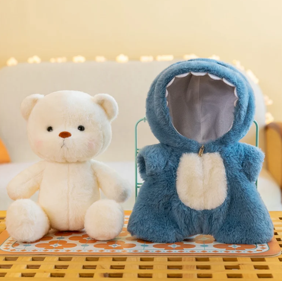 Plush Teddy Bear in Hooded Animal Costume Soft Stuffed Toy for Kids Cuddly Sleep Companion and Bedroom Decor