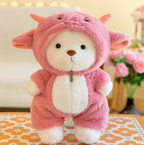 Plush Teddy Bear in Hooded Animal Costume Soft Stuffed Toy for Kids Cuddly Sleep Companion and Bedroom Decor