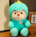 Plush Teddy Bear in Hooded Animal Costume Soft Stuffed Toy for Kids Cuddly Sleep Companion and Bedroom Decor