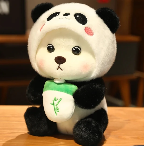 Plush Teddy Bear in Hooded Animal Costume Soft Stuffed Toy for Kids Cuddly Sleep Companion and Bedroom Decor