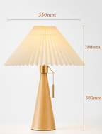 Japanese Minimalist Wooden Pleated Fabric LED Light Table Lamp