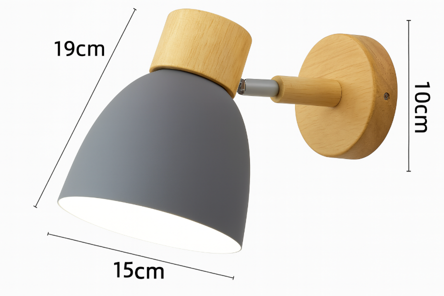 Modern Wooden Cone Shade Wall Sconce with Pull Chain