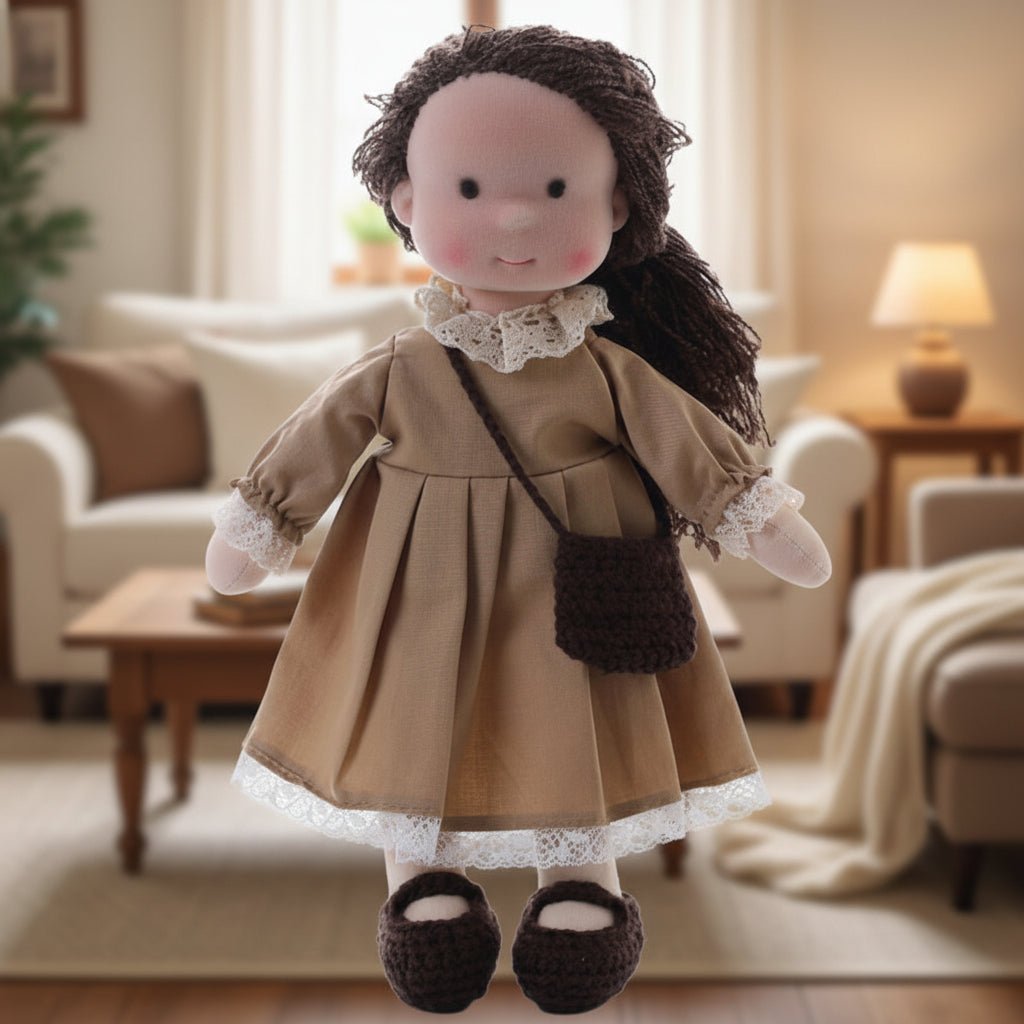 Handmade Waldorf Doll Soft Cotton Rag Doll with Knitted Outfit Cuddly Plush Doll for Toddlers and Kids Creative Play