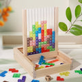 Wooden Block Puzzle Game Stacking Falling Blocks Brain Teaser with Colorful Pieces Montessori Logic Toy for Kids and Adults